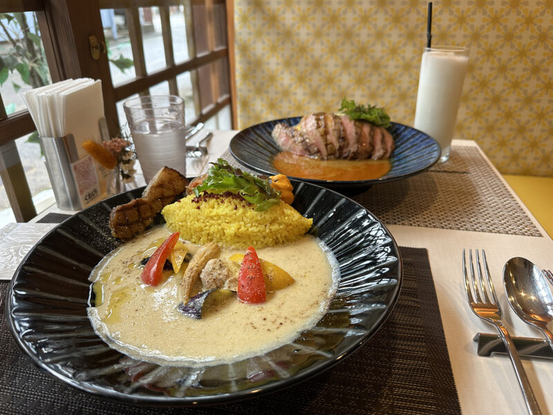 「グリーンカレー」と「ポークステーキカレー」