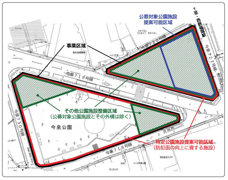 今泉公園をパークPFIで夜間も安全安心な「小さな森」に整備【福岡市中央区】