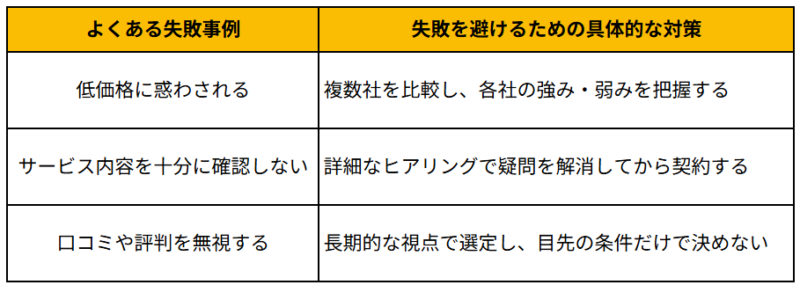 管理会社選びのよくある失敗事例と対策