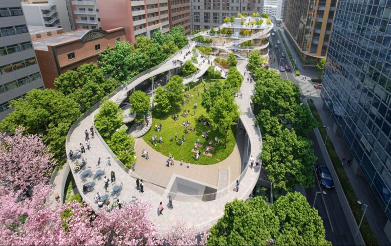 隣接する明治公園(建設中)