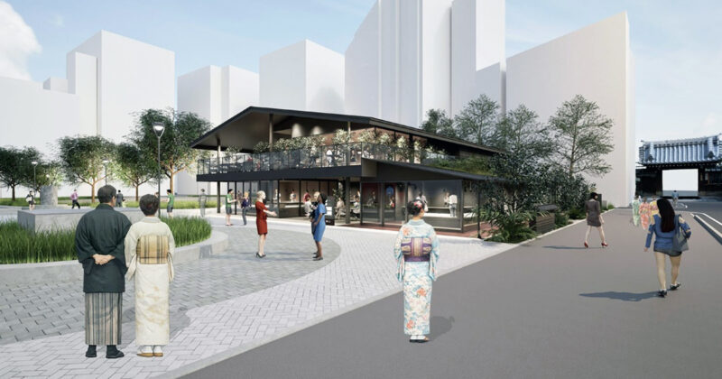旧博多駅跡の出来町公園、地元企業群が『うどん道場』の観光文化施設【福岡市博多区