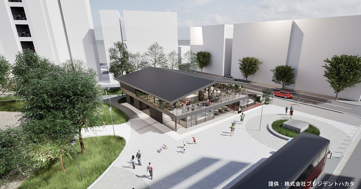 旧博多駅跡の出来町公園、地元企業群が『うどん道場』の観光文化施設【福岡市博多区