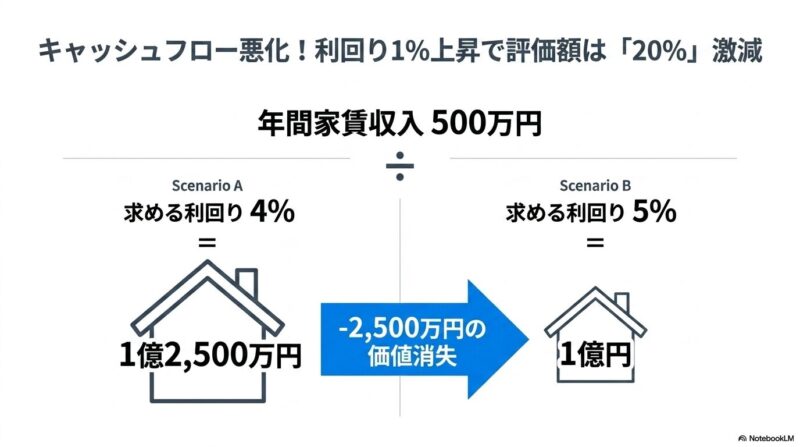 利回り上昇と評価額の関係
