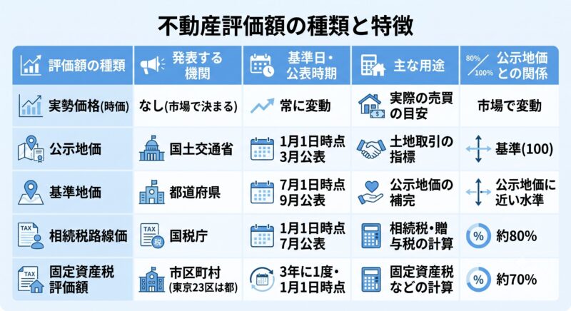 不動産評価の種類と特徴