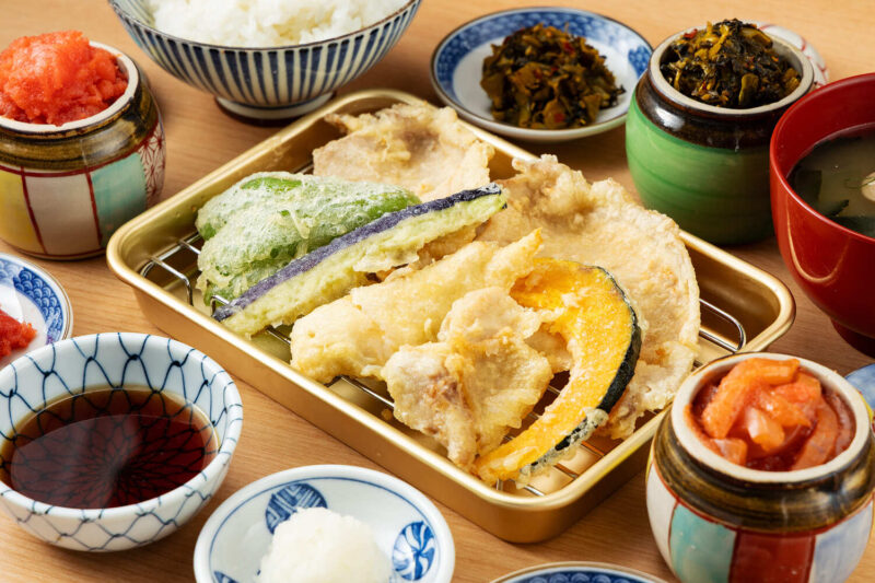 豚＆鶏天定食