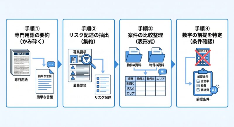 生成AIで不動産投資の下調べを行う4つの手順