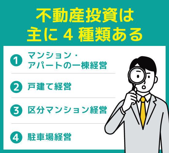 不動産投資は主に4種類ある 