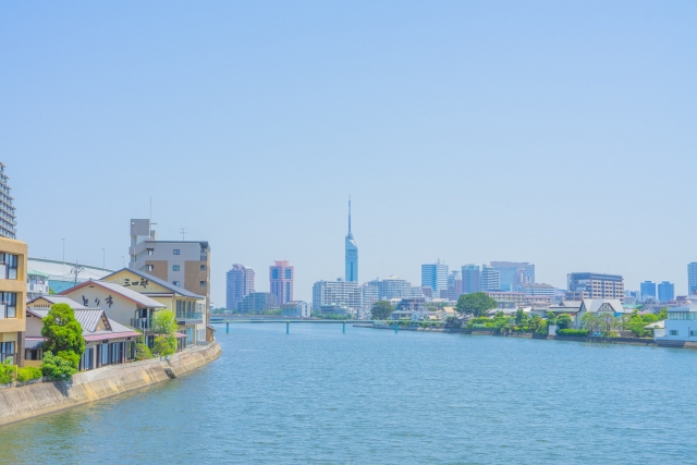 室見川から見た福岡タワー_画像